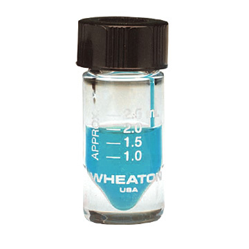 WHEATON 新一代小瓶 2.0 mL 無色透明 帶刻度 頂端密閉 黑色酚醛樹脂旋蓋 帶PTFE表面的14B橡膠蓋墊 蓋子尺寸15-415 12 個/盒