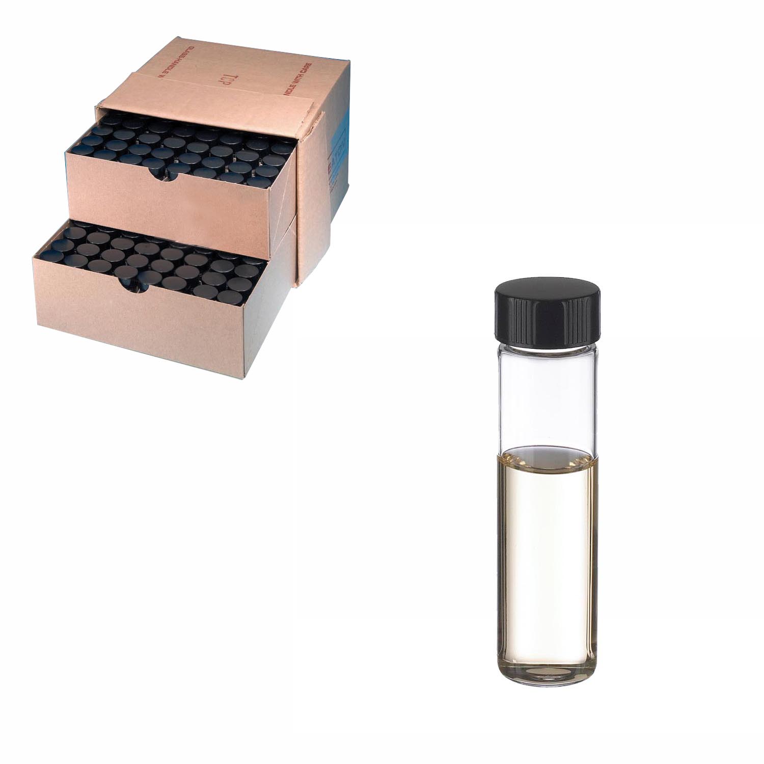 WHEATON 取樣瓶 24 mL 標準瓶 無色透明 黑色酚醛樹脂蓋 PTFE表面的橡膠蓋墊 144 個/盒