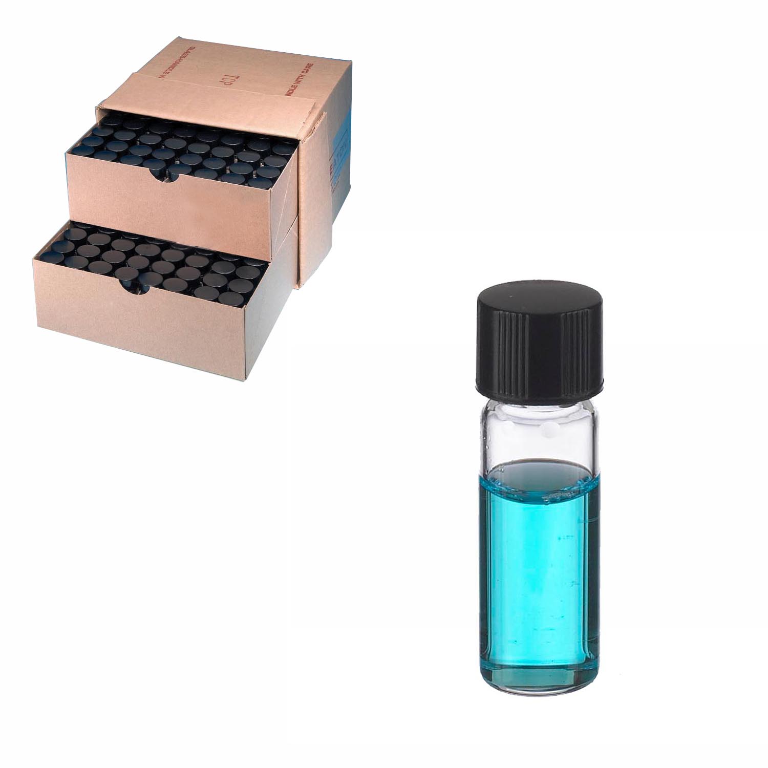 WHEATON 取樣瓶 2 mL 標準瓶 無色透明 黑色酚醛樹脂蓋 PTFE表面的橡膠蓋墊 288 個/盒
