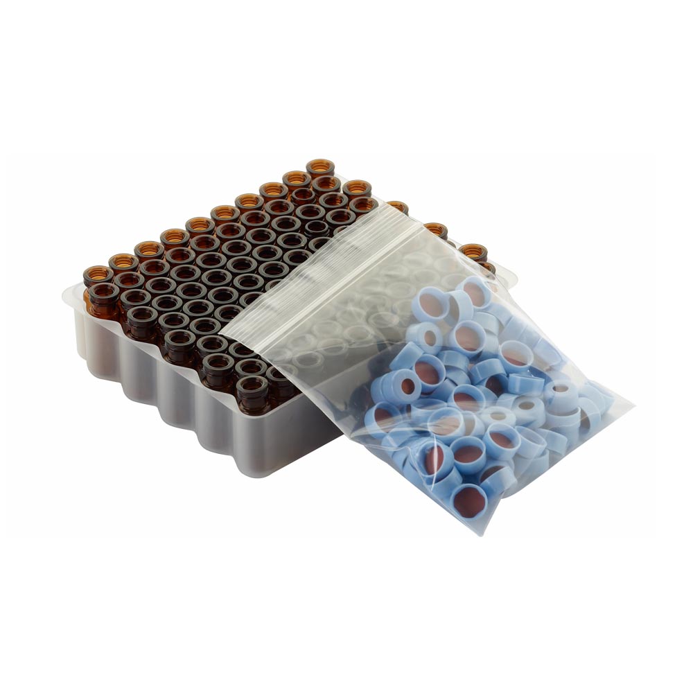 WHEATON 帶扣環(huán)E-Z小瓶方便包 棕色瓶帶書寫膜 藍(lán)色瓶蓋 PTFE/硅樹脂/PTFE蓋墊 100個(gè)/盒