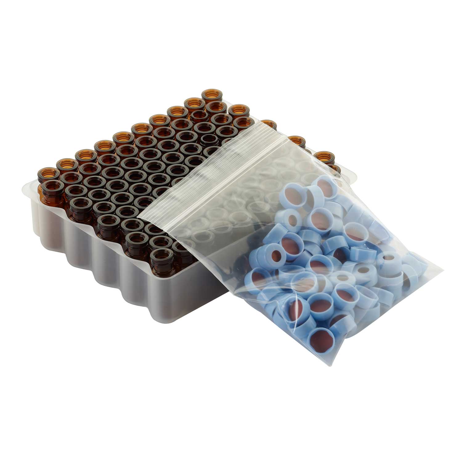 WHEATON 帶扣環(huán)E-Z小瓶方便包 棕色瓶 藍(lán)色瓶蓋 PTFE/硅樹脂/PTFE蓋墊 100個/盒